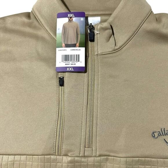 Callaway Men's Quarter Zip Pullover Tan Size XXL - Picture 10 of 12